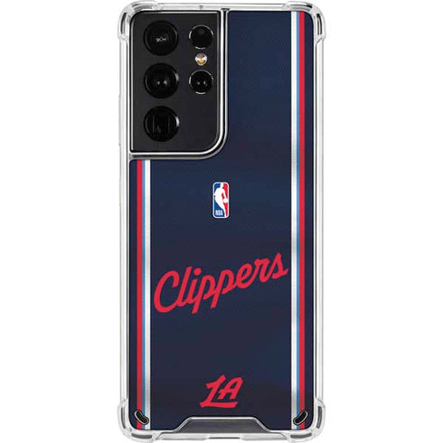 NBA Los Angeles Clippers Distressed Red Galaxy S21 Ultra 5G Clear Case